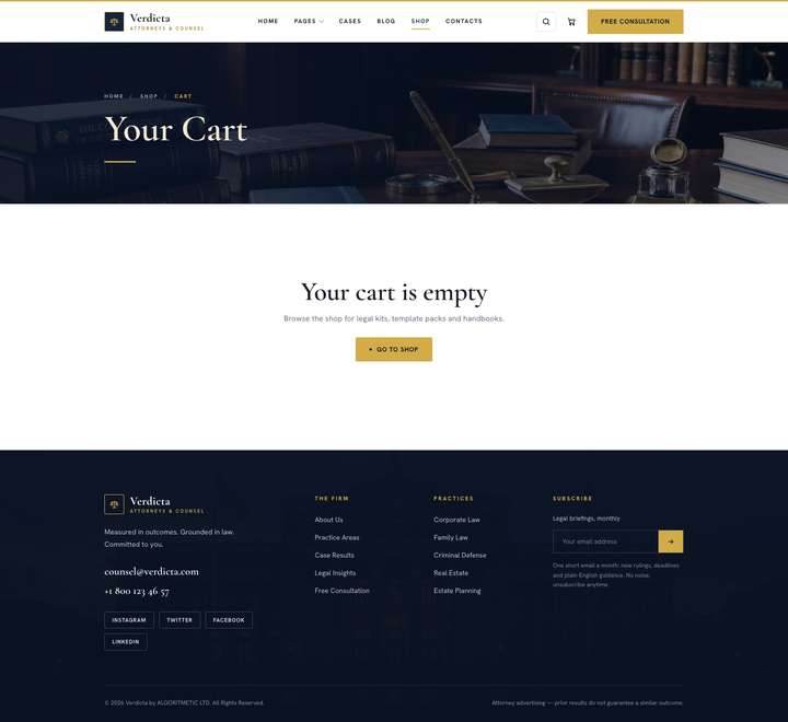 Verdicta Navy — Cart page