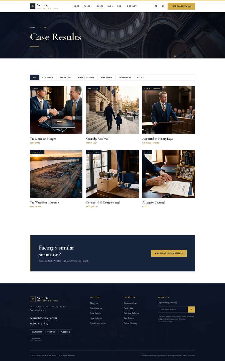 Verdicta Navy — Case Results page