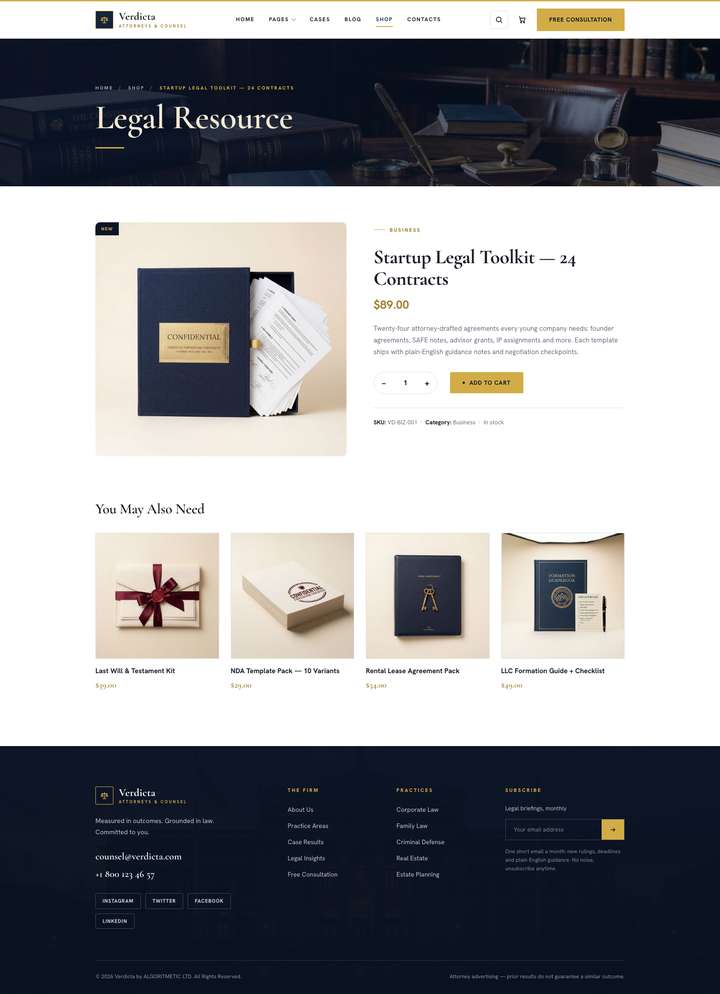 Verdicta Navy — Product page