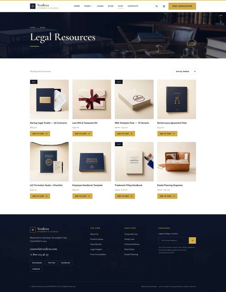 Verdicta Navy — Shop page