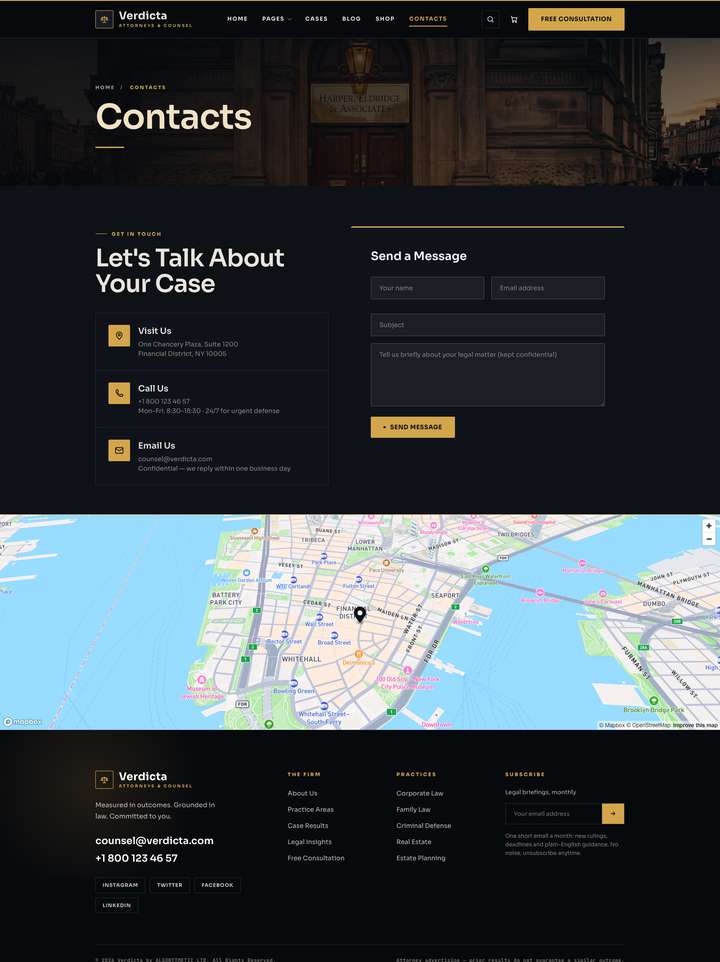 Nocturne — Contacts + Map page