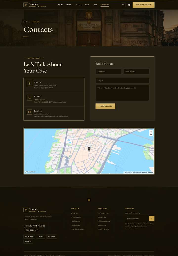 Chancery — Contacts + Map page