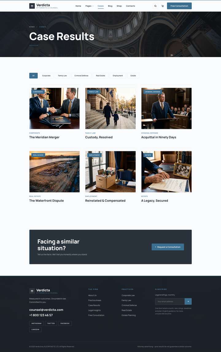 Ledger — Case Results page